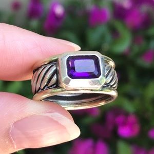 David Yurman Cable Band Ring w/ Amethyst & 14K